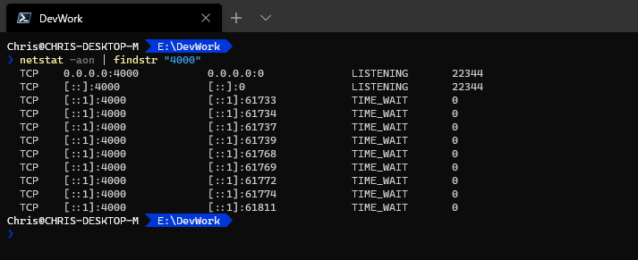 netstat listening ports